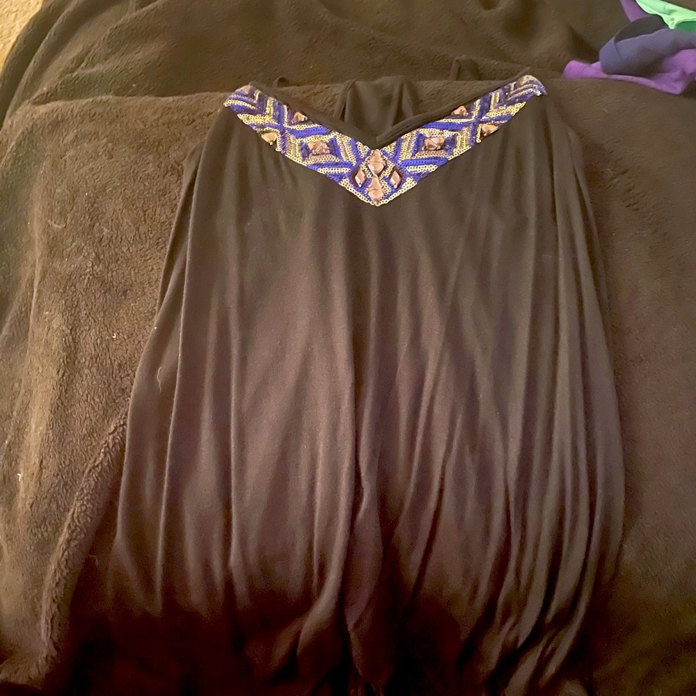 Black tank. Express/ Med/ Jewels on neck line.